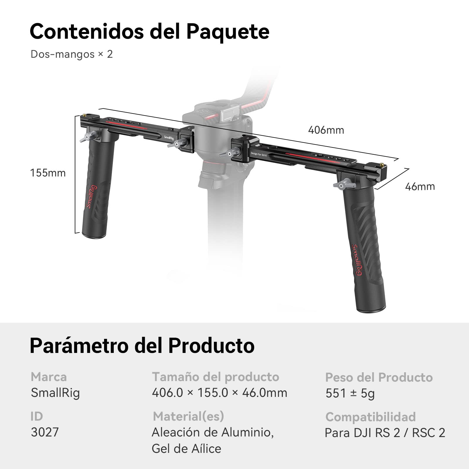 SMALLRIG RS4 RS4 Pro RS3 RS3 Pro RS2 RSC2 Dual Handgrip, Double Handgrip for DJI RS 2/RSC 2/RS 3/RS 3 Pro - 3027