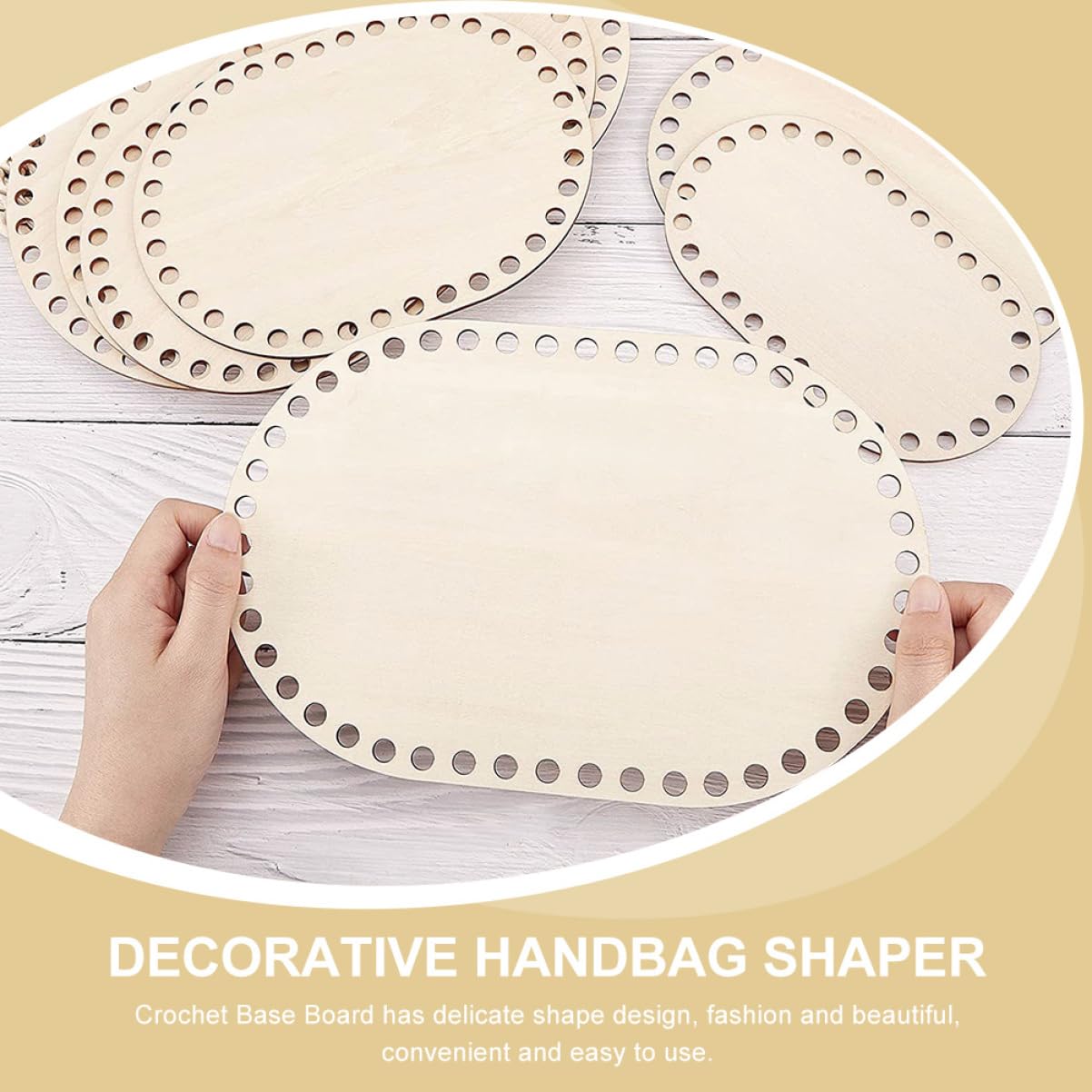 2 Bases En Bois Ovales Pour Sacs à Main - Supports DIY Crochet, Tricot, Décoration Maison, 28x18x0,4 Cm - 4