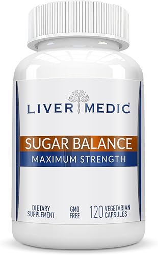 Liver Medic Suplemento complejo de azúcar en sangre que apoya niveles de energía normales y saludables, todo natural con berberina, canela, melón