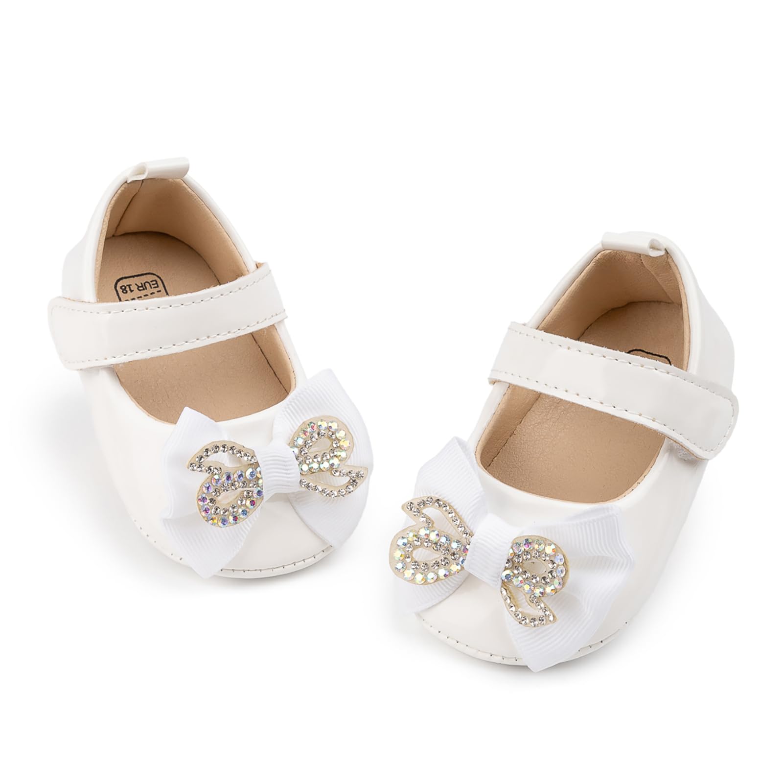 CENCIRILY Baby Girl Mary Jane Shoes Anti-Slip First Walking Bowknot Soft Sole Princess Wedding Dress Flats for 0-18 Month — view 22