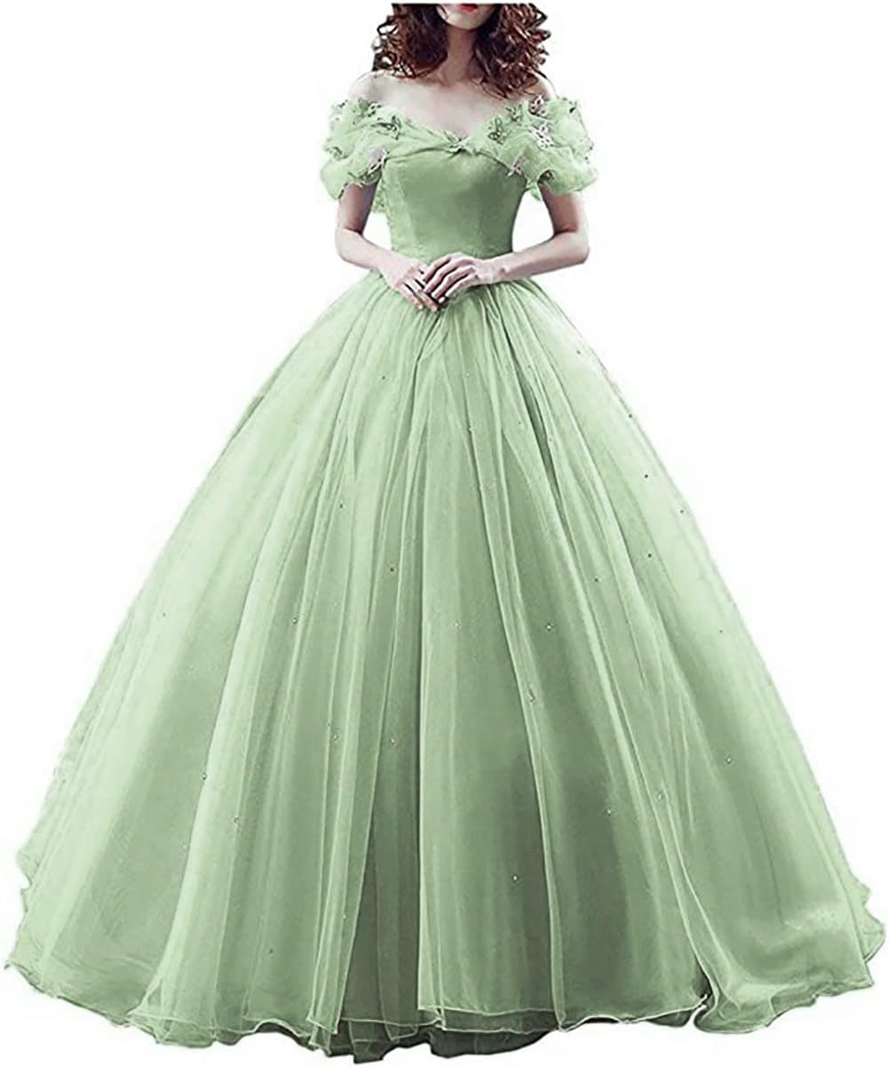 CharmingBridal Cinderella Princess Dress Off Shoulder Ball Gown Costume Quinceanera Dresses