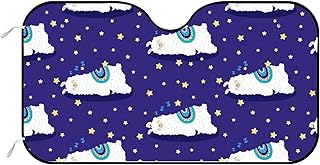 Para-brisa de carro capa de para-sol bonito Lama azul escuro veículo guarda-sol escudo protetor de viseira bloqueia raios UV protetor de assento para caminhões vans 129,5 x 69,8 cm