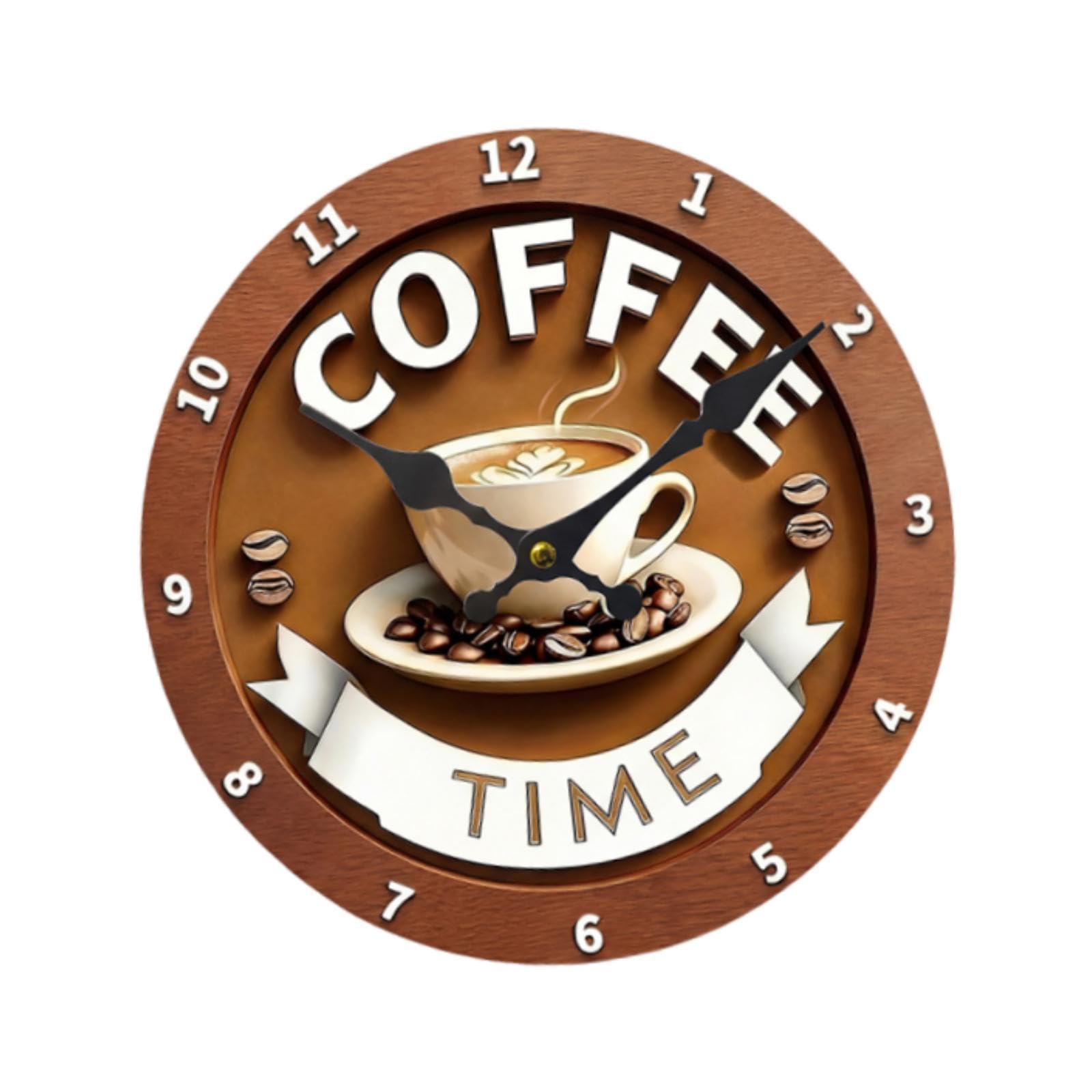 Horloge murale café suspendue silencieuse et décorative de 30cm