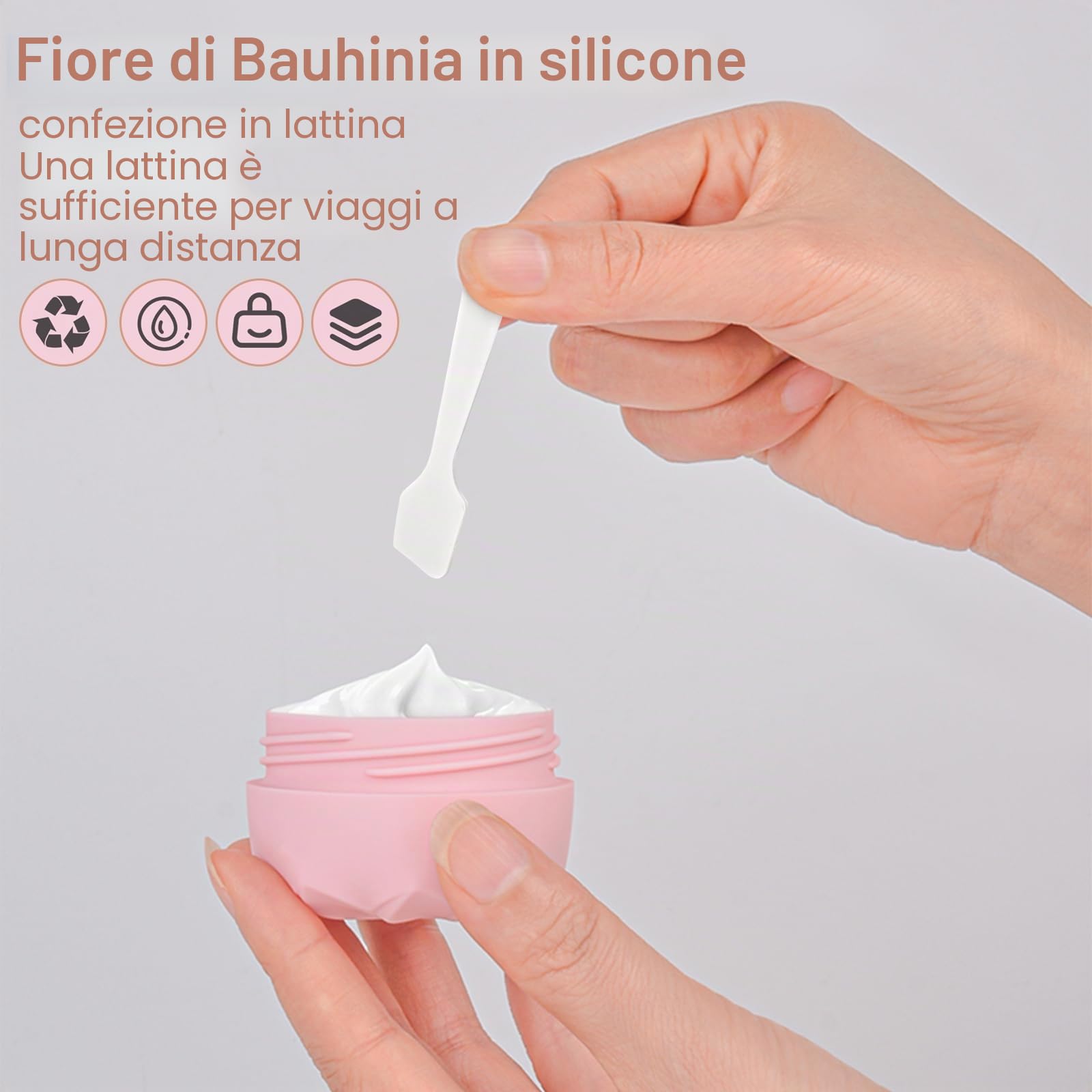 Pavlleen 4 Pezzi vasetti per crema da riempire, 30 ml Barattoli per Crema in Silicone, con bustina trasparente, accessori da viaggio/accessori da viaggio, per cosmetici, creme, lozioni