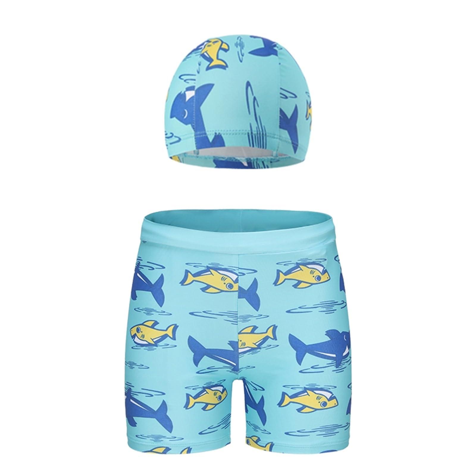 YAGATABoys Swim Trunks Toddler Stretch Swim Shorts Quick Dry Kids Swim Cap Bathing Suit Boys Swim Set