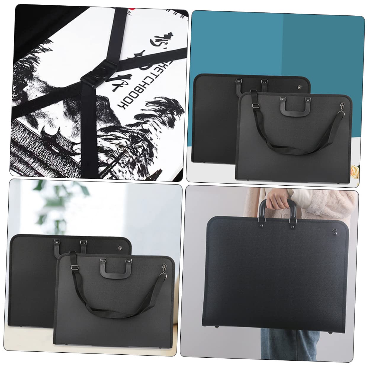 STOBOK Borsa Portadisegni Portatile con Manico, Tessuto Oxford 600d, Facile da Trasportare, per Artisti e Studenti D'arte, per Disegni e Forniture Artistiche