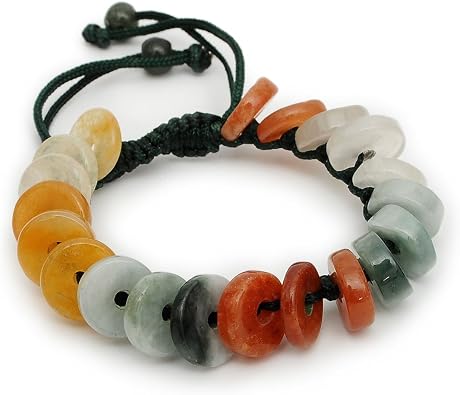 Vietsbay Burmese Jade Bracelet Adjustable Natural Gemstones Genuine Jewelry Hand Made Art