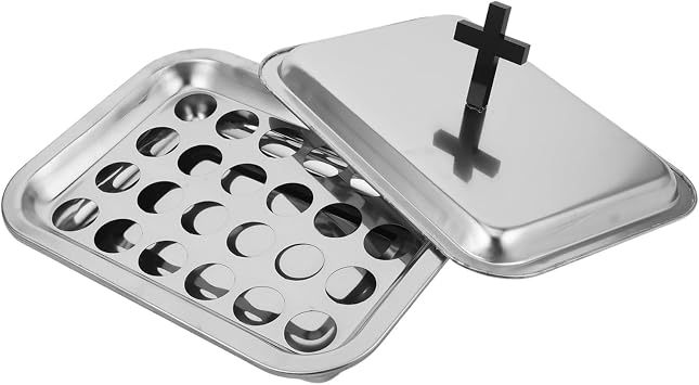 TIDTALEO 1set Stainless Steel Communion Plate Cup Holder for Religious Ceremonies Tray for Churches Family Gatherings and Special Events Easy to Clean Supplies