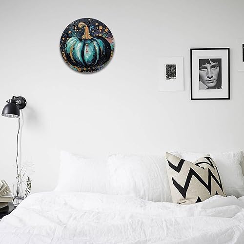 Miniatura 4 de Clocks - Reloj de pared decorativo con diseño de calabaza y lunares para habitación de Halloween, funciona con pilas, de cuarzo, silencioso,