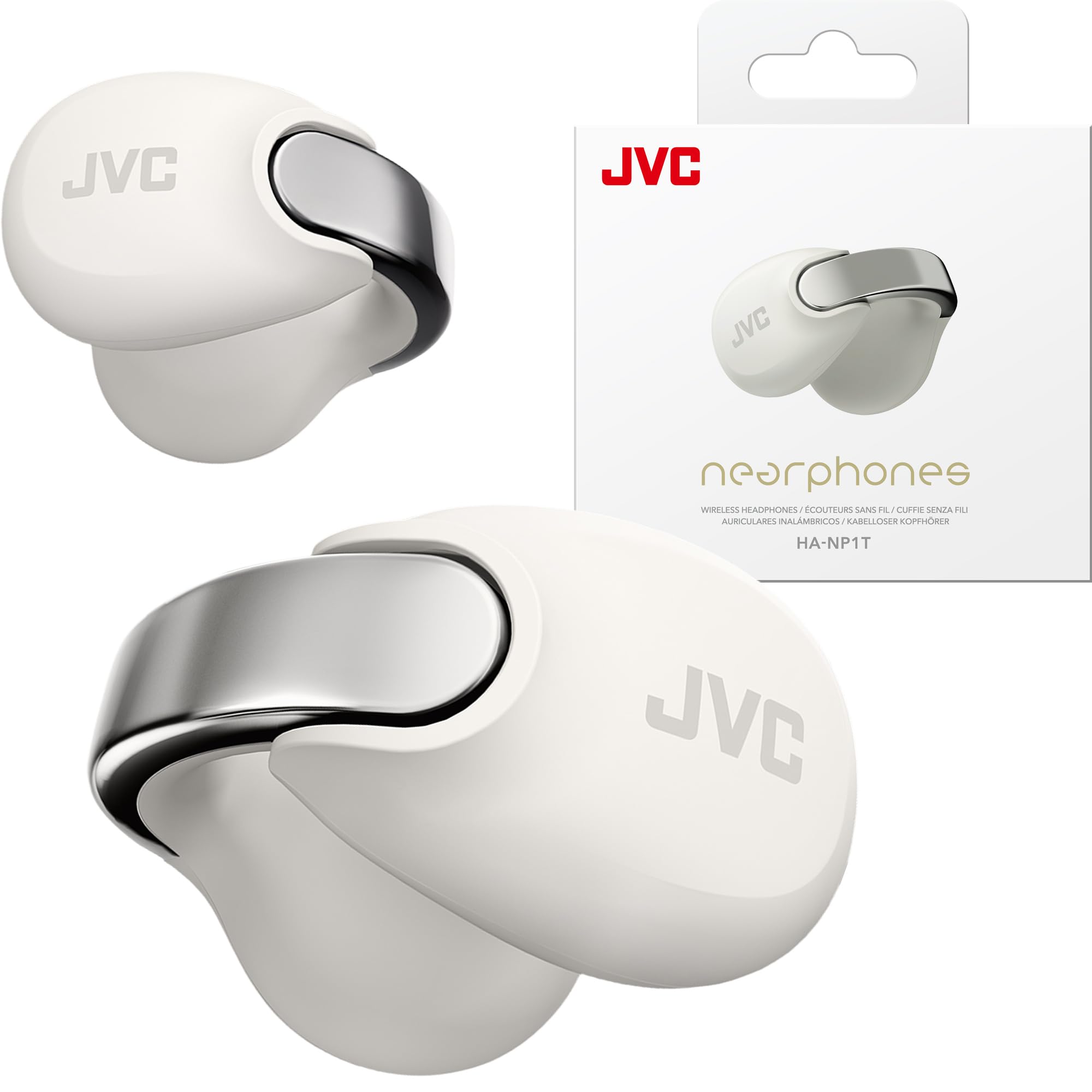 JVCNearphones Open Ear True Wireless Headphones - Open Ear Earbuds - Bluetooth 5.3-24H Playback - IPX4 Water Resistant - Built-in Mic - Awareness & Comfort - Ear Clip Earbuds - HANP1T