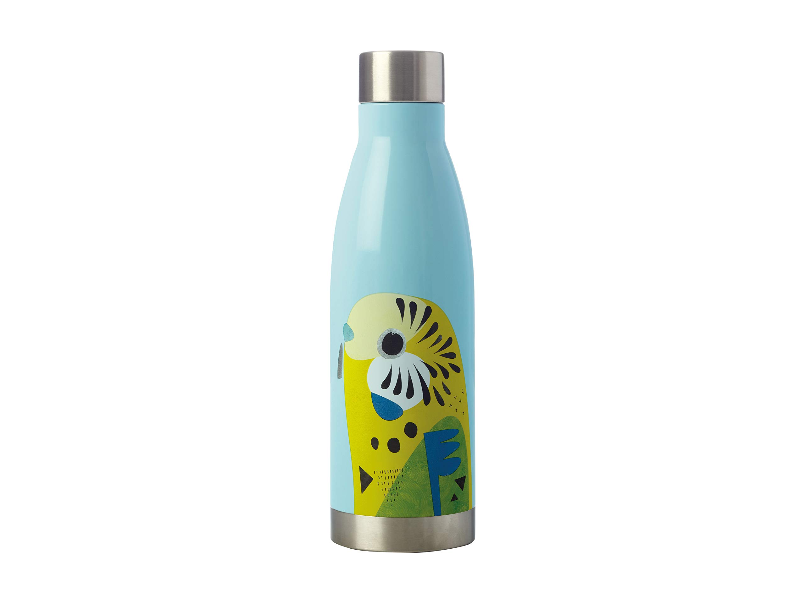 JR0010 Pete Cromer Insulated Water Bottle, Budgerigar Design, BPA Free Stainless Steel, 500 ml