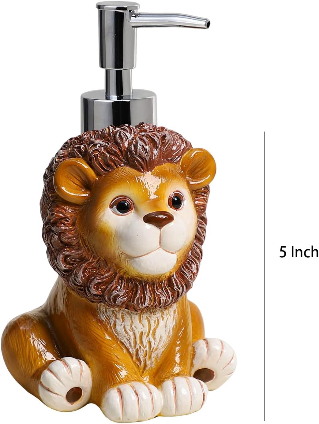 CHOOLD Resin Retro Cartoon Lion Soap Dispenser with Plastic Pump, Refillable Lotion Hand Soap Container, Lotion Bottle
