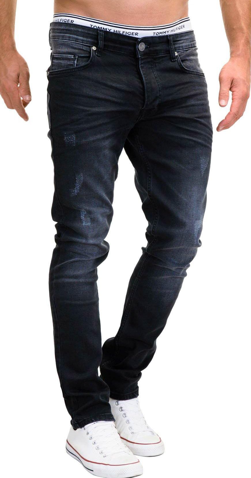 MERISH 5-Pocket Denim Jeans Men Straight Fit Destroyed Light Blue Faded Thick Seams Modell J9156