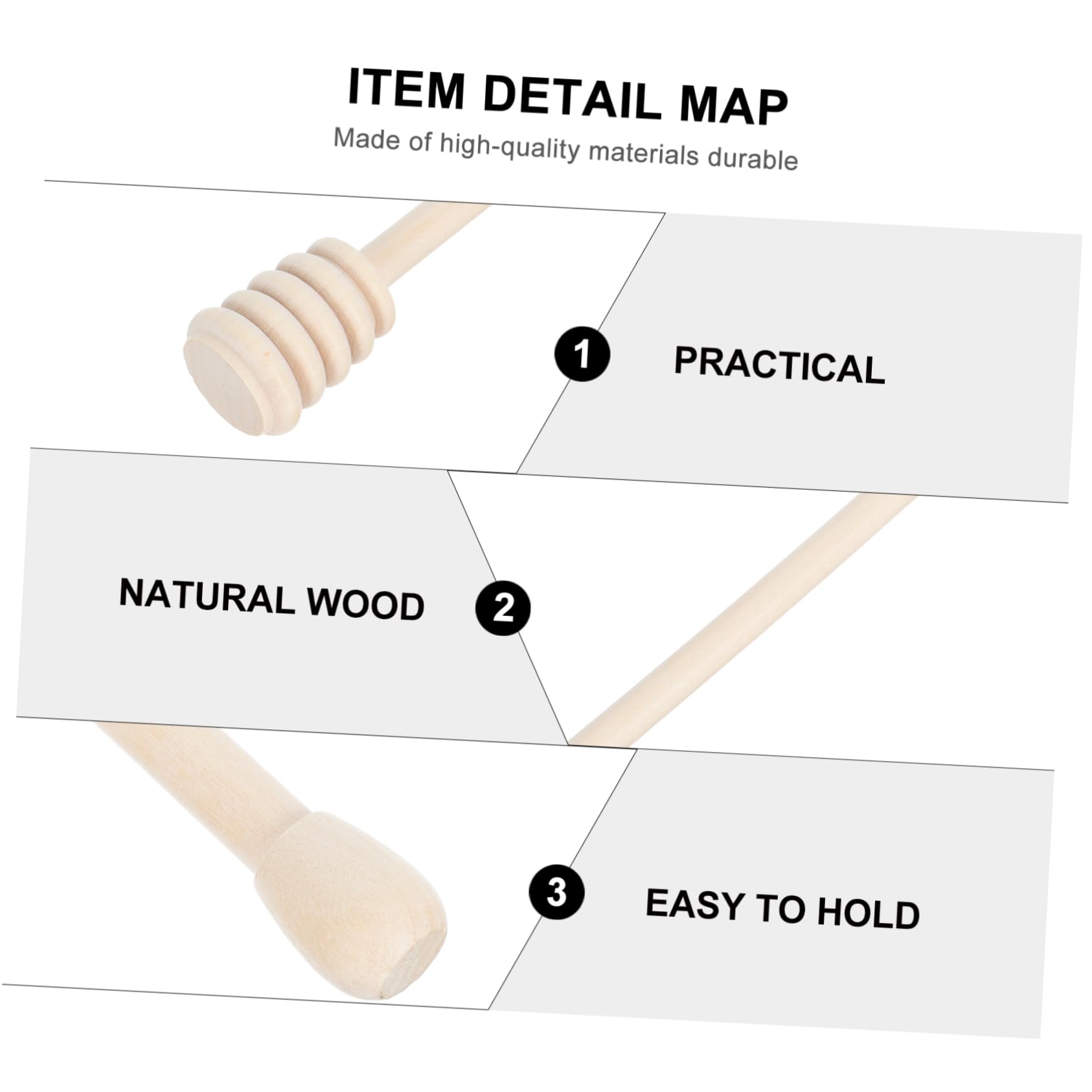 OFFSCH Simple Honey Stick Set 10pcs Wooden Honey Stirrer for Tea Coffee Jam Food