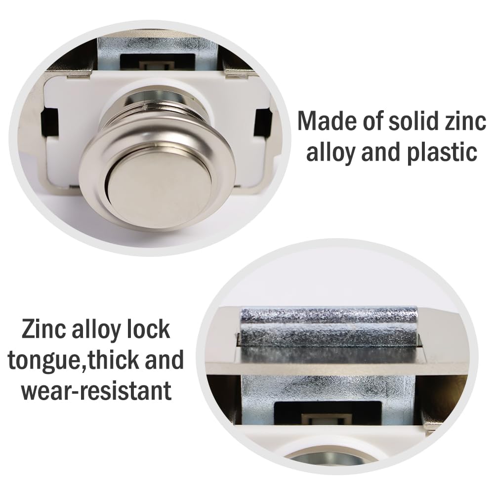 Kellegour 3 Pack Push Button Latch Catch, Cupboard Door Knob Latch, Push Button Locks for Furniture Cabinets, Vehicles (Beige) - Image 3