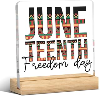 Juneteenth Freedom Day Decorations for Home Office Happy 1865 Juneteenth Table Decor June 19th Black History Festival Celebration Acrylic Sign Decor 4 x 4 inches