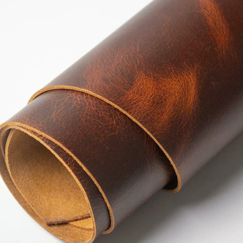 HYQOUKLR Real Leather Sheets, Genuine Cow Skin Leather Piece First Layer Tanned Wax Hard 1.6-2.0mm Multiple Sizes(30x10cm)