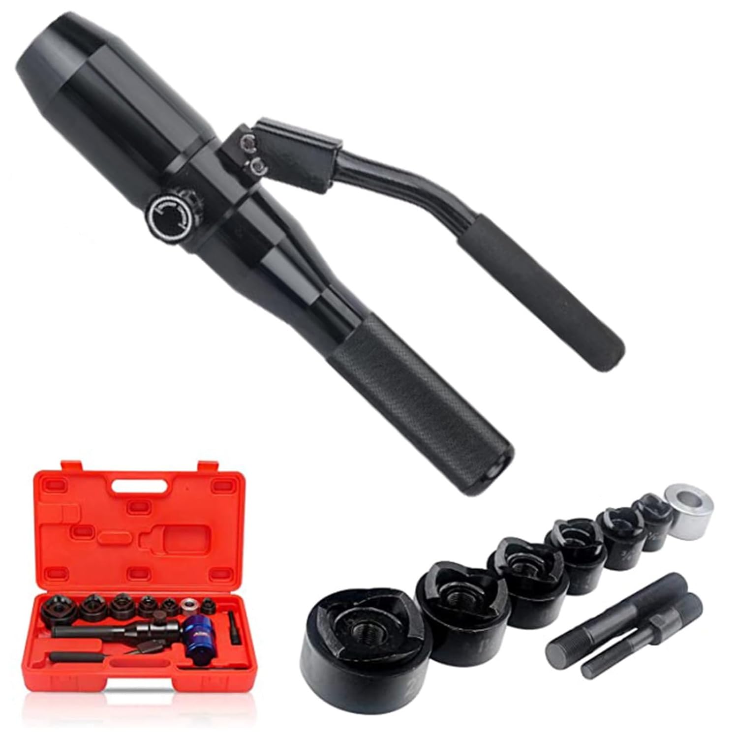 Hydraulic Knockout Hole Punch Driver Kit 1/2 to 2 inch Electrical Conduit Hole Cutters Set Tools Kit Metal Sheet Puncher