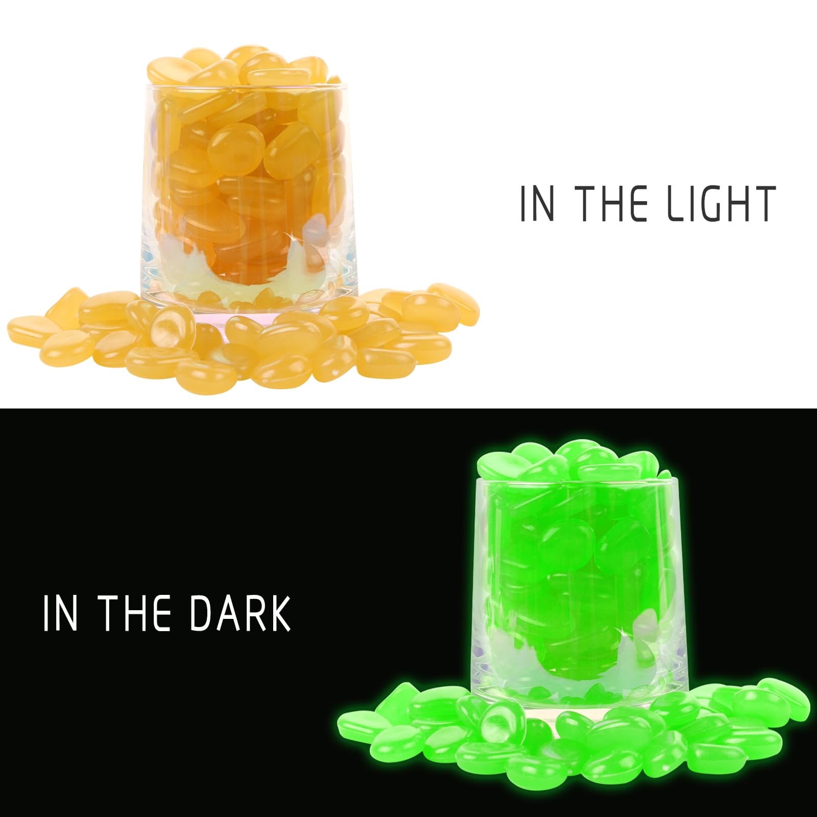 100 PCS Glow in The Dark Garden Pebbles Stones Rocks, EVERMARKET Glowing Rocks for Yard and Walkways Decor (Orange) - Image 2