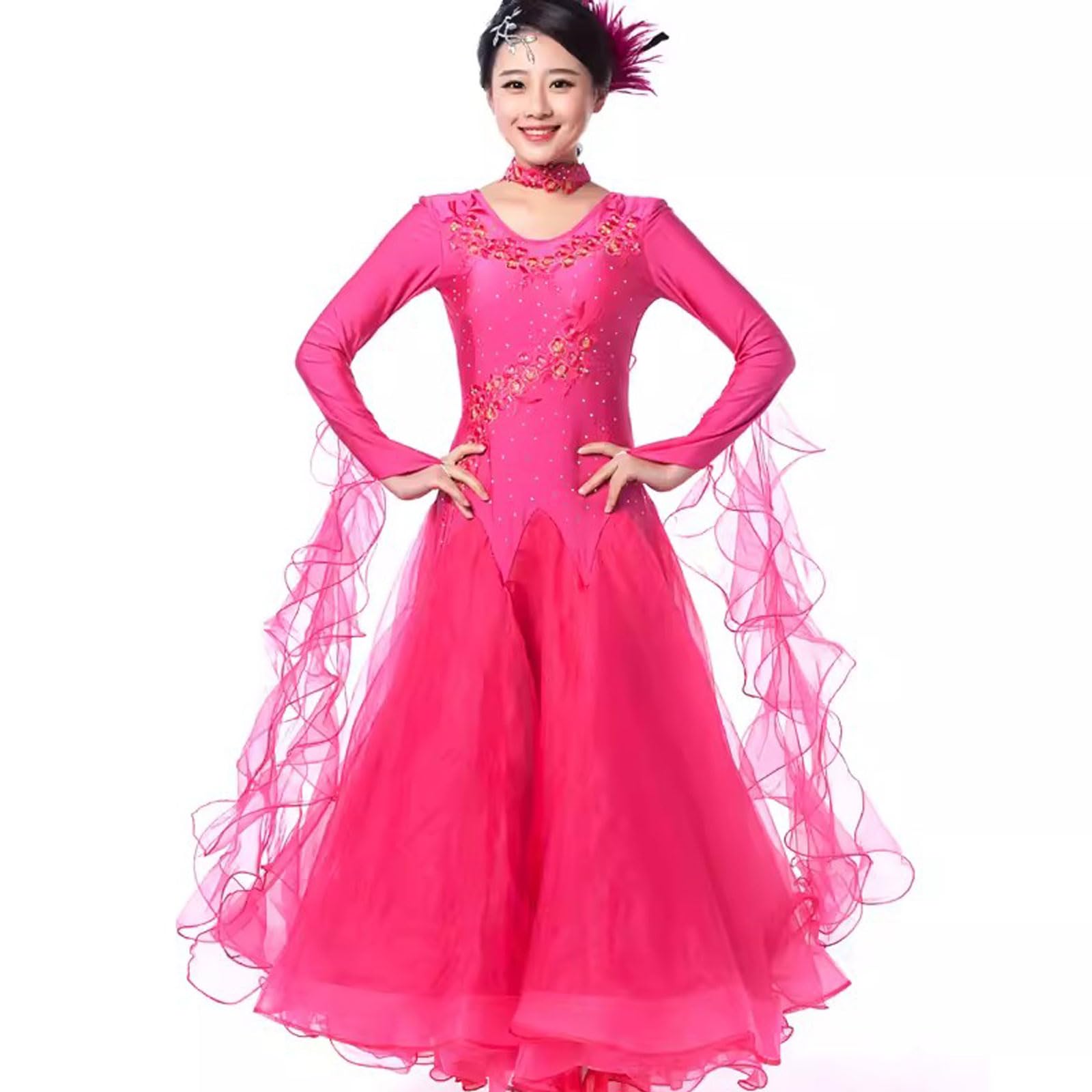Vestidos de Salón de Baile Brillante para Mujeres Ropa de Baile de Salsa de Flamenco Exquisito Trajes de Baile Vals Tango Vestido de Fiesta de Flamenco con Diamantes