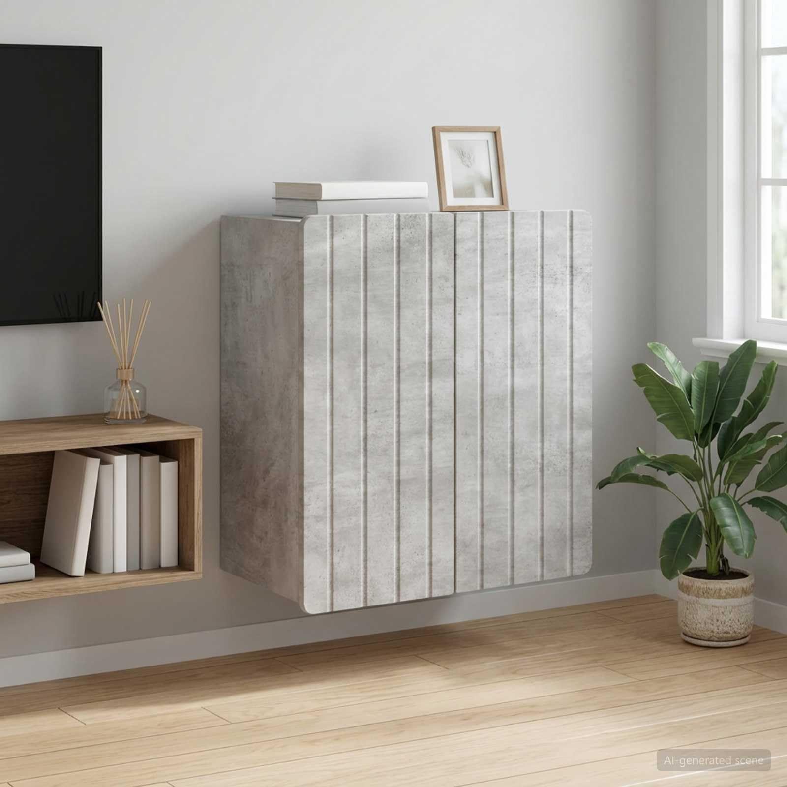 Szafka ścienna Beton szara 59 x 31 x 64 cm Drewno Ingenierie