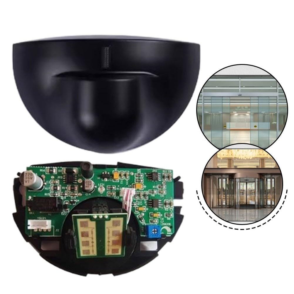 Whychstore Sensore automatico per porta, rilevatore di movimento a microonde con sonda da 24,125 GHz per supermercati, centri commerciali, hotel, AC/DC 12-24 V, ABS, ignifugo, grigio