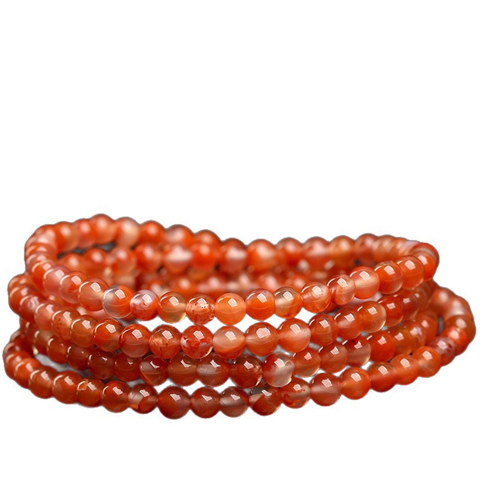 Bracciale con Perline Bracciale in Agata Rossa del Sud Bracciale Elasticizzato in Cristallo curativo Naturale calmante per Donne e Uomini - Pietra preziosa semipreziosa Fatta Mano,4MM