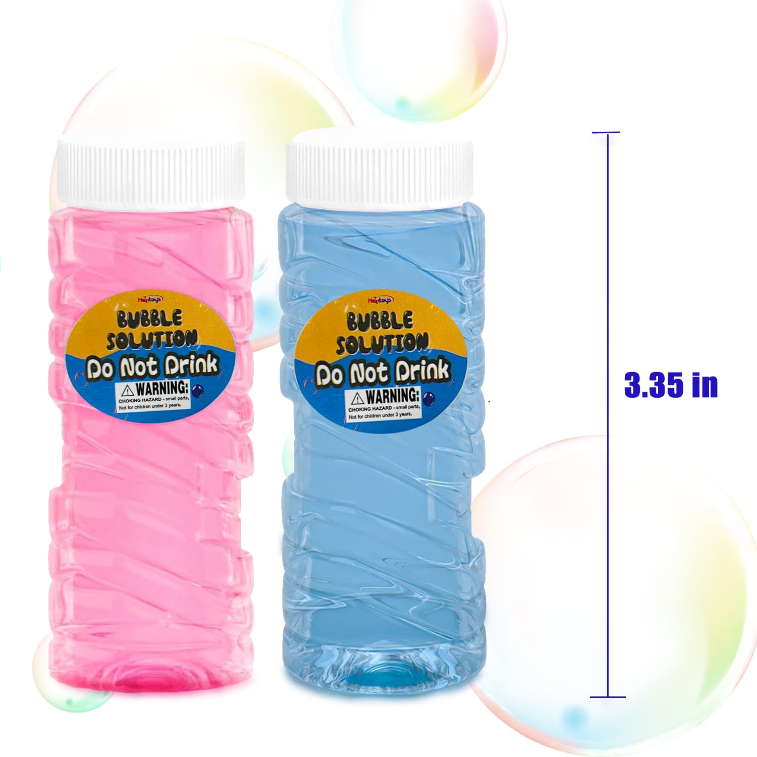 Bubble Gun Refill Solution Bottles (30 Pack of 2oz Bottles) Compatible with Most Bubble Shooter Guns, Safe and Non-Toxic, Wand Not Included, Colors May Vary