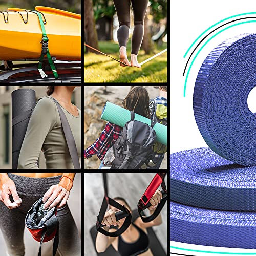 Image of TECEUM 3 /4 inch & 5 /8 inch & 1 inch & 1.5 inch & 2 inch Webbing - 10 25 50 Yards - 40+ Colors - Heavy Duty 1 Inch 1.5 Inch 2 Inch Backpack Straps - Webbing for Outdoors Indoors Crafting DIY