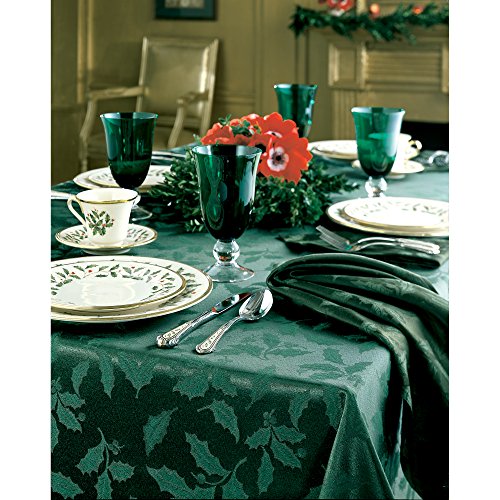 Lenox Holly Damask Tablecloth, 60 By 140-Inch Oblong/Rectangle, Green #TOP1