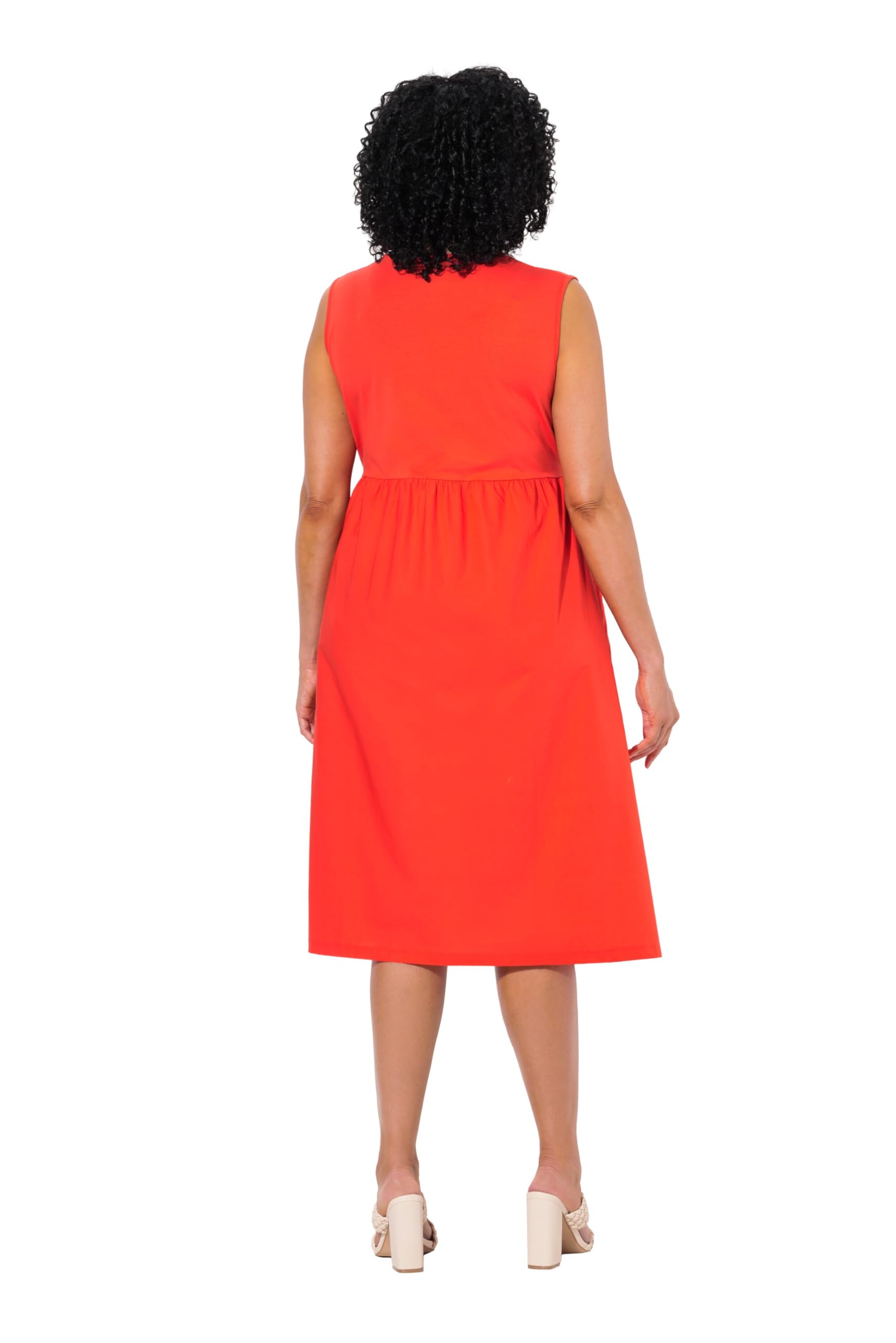 Ulla Popken Damen große Größen Übergrößen Plus Size Kleid, Materialmix, A-Linie, Rundhals, ärmellos 839024