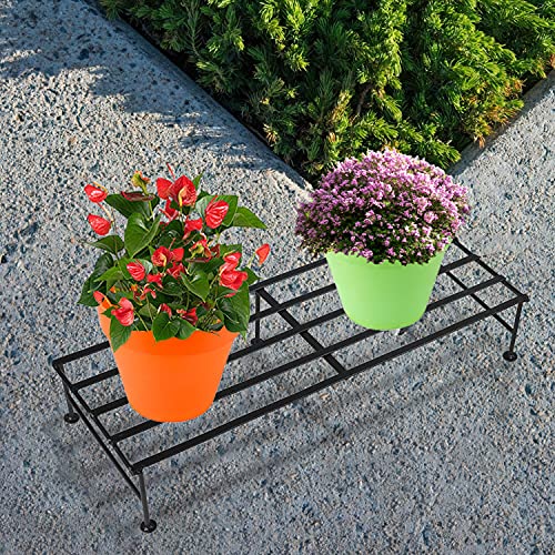 Image of Kraft Seeds by 10 CLUB Rectangular Galvanized Metal Stands for Pot (2 Pcs, 24 Inch) | Metal Plant Stands for Indoor and Outdoor Use | Garden Pot Stand