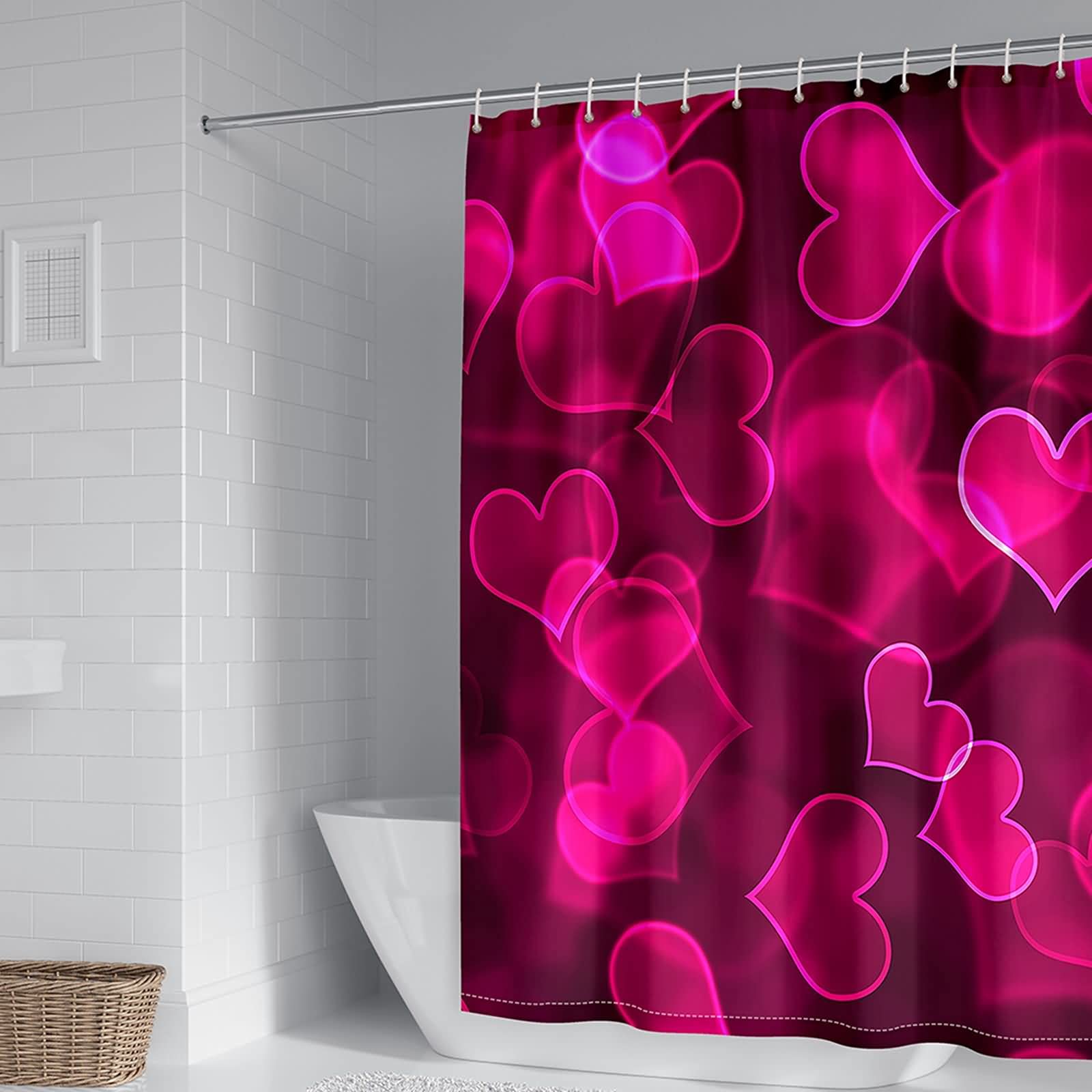 Rideau de douche en polyester de qualité supérieure motif cœurs