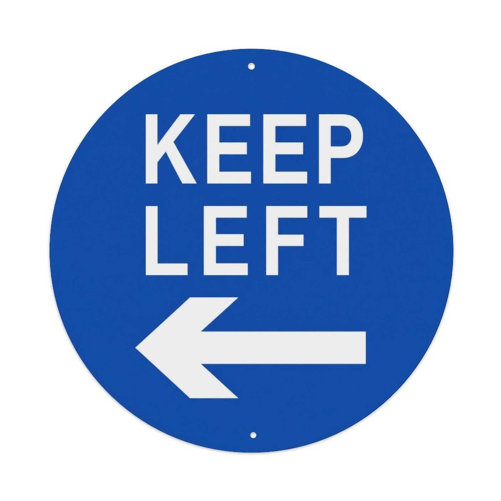 Olyhtr 8X8inch Classic Style Traditional Typography Keep Left British Hazard Warning Metal Tin Sign