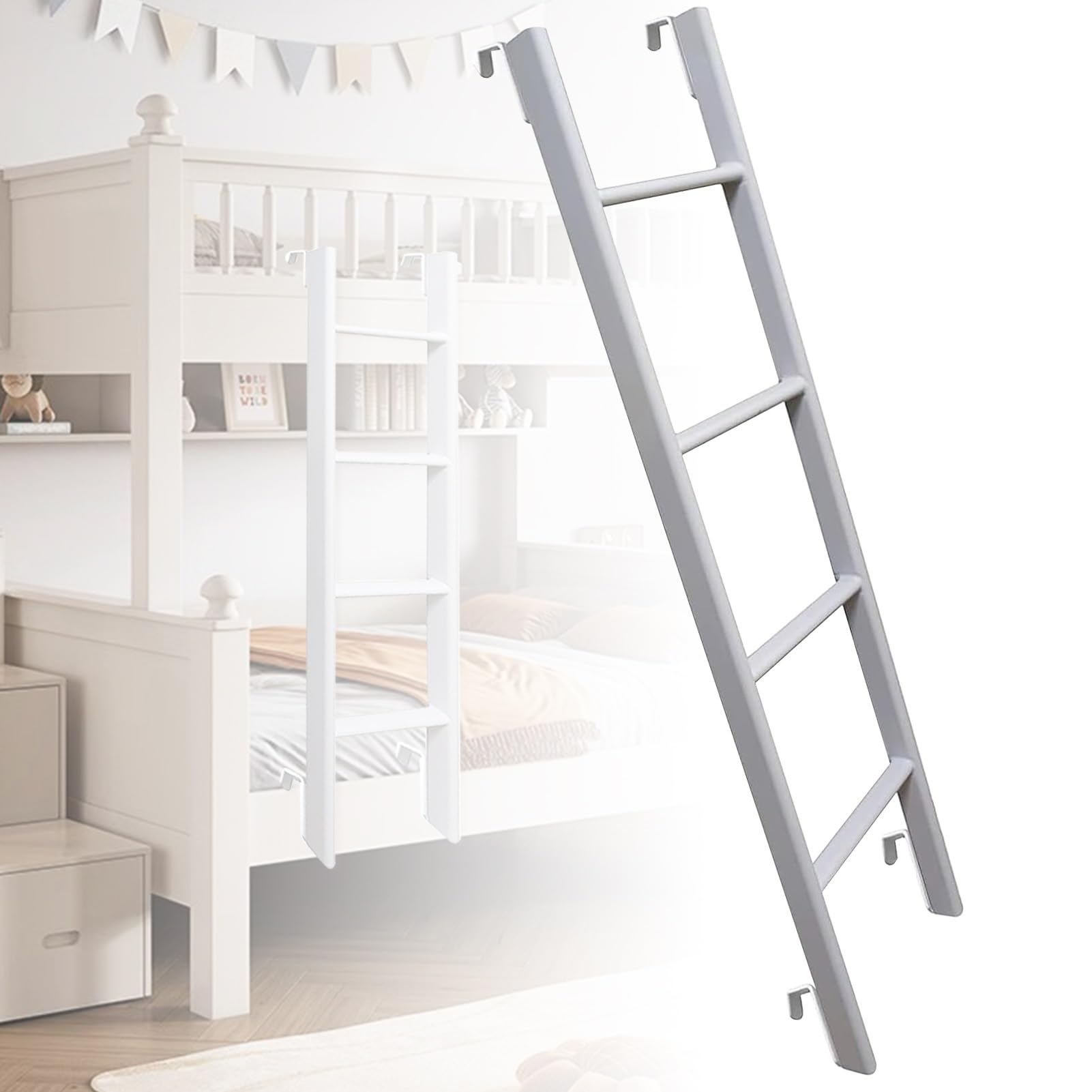 Escalera para litera de 4/5 escalones ajustable y desmontable con ganchos