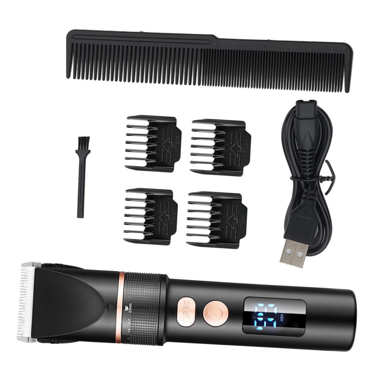 PACKOVE Tagliacapelli Elettrico Ricaricabile Display Lcd 3 Velocità Regolabili Design Ergonomico in Acciaio Inossidabile per Viaggio e Uso Professionale