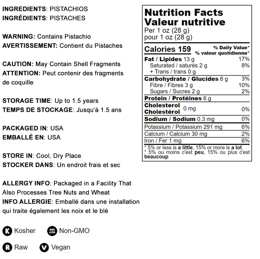 No Shell Pistachios, 6 Pounds – Non-GMO Verified, Raw, Unsalted, Kernels, Sirtfood, Bulk. Pistachios Individual Packs. Wonderful Keto and Paleo Snack
