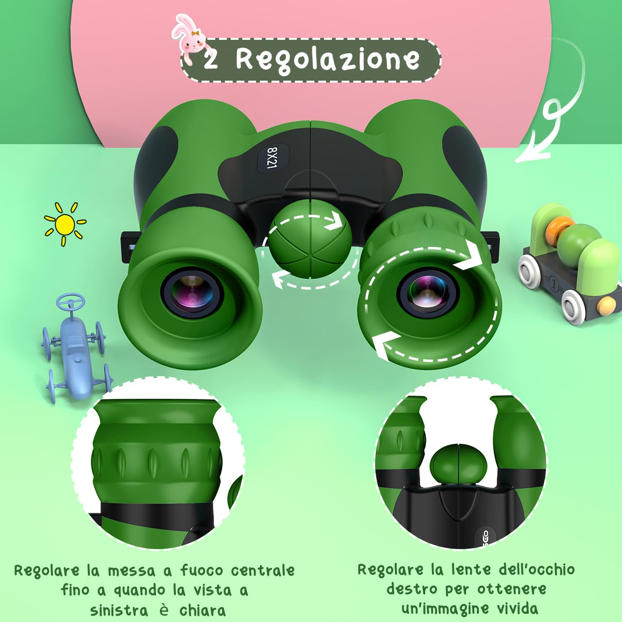 Upgrade Impermeabile Compatto Binocolo per Bambini - 8x21, All'aperto Idea Giocattoli Regalo
