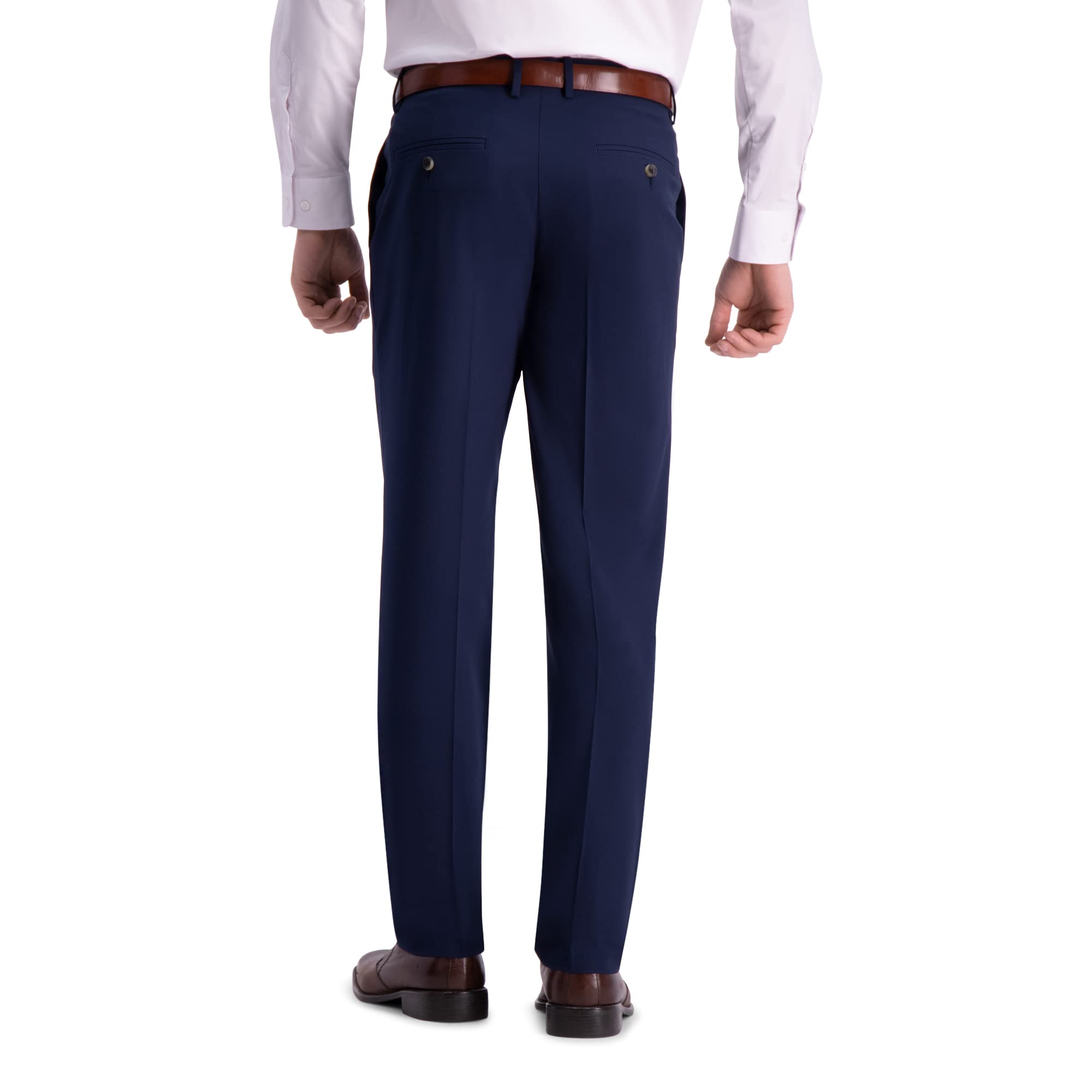 Haggar 4-Way Stretch Straight Fit Flat Front Dress Pant - Pantalones para Vestir Hombre