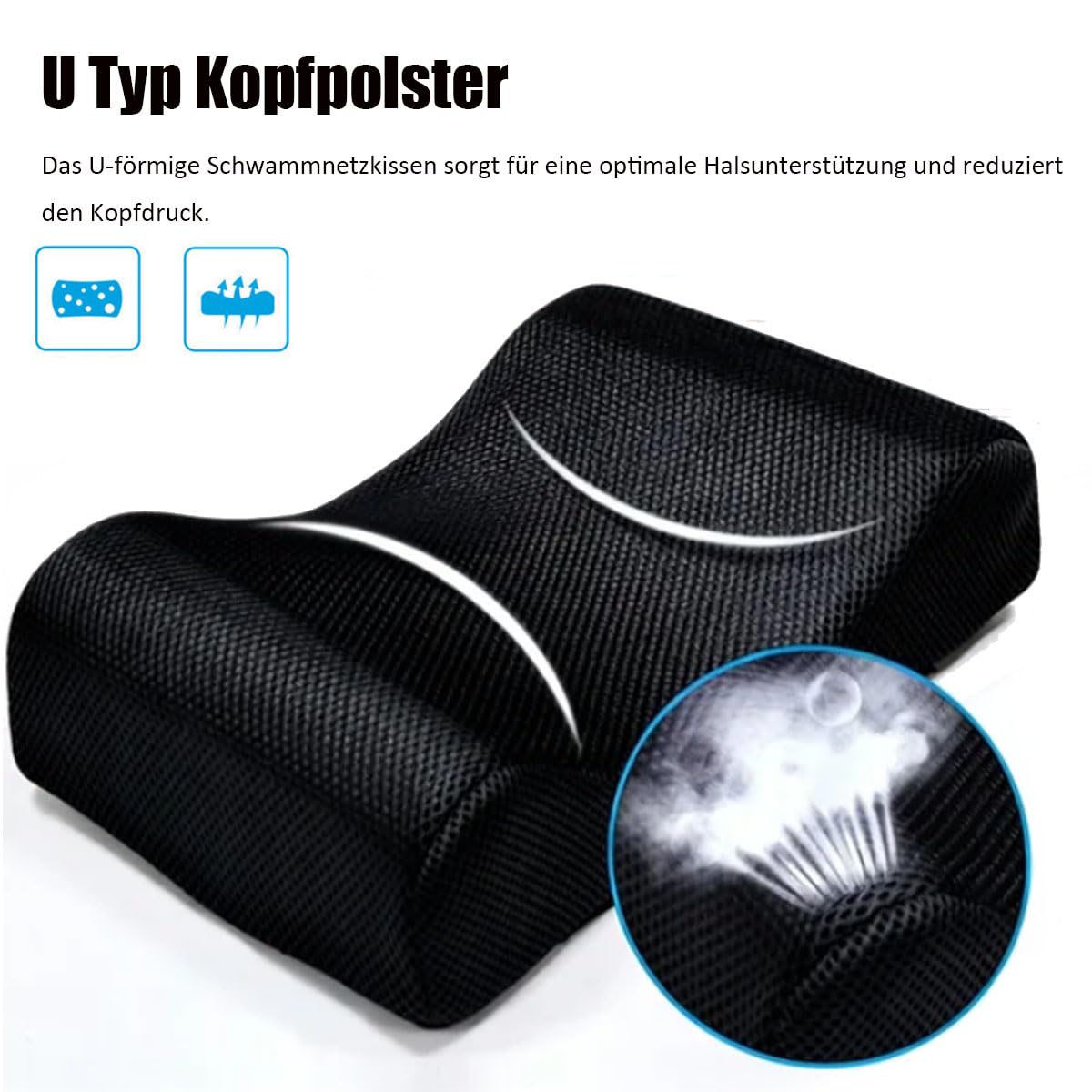 Rollstuhl Kopfstütze, Rückenlehne, Nackenstütze, Einstellbare Rollstuhl Zubehör Kopfstützen Rückenlehne Atmungsaktive Stabile Stütze U Typ Kissen Portable Neck Unterstützung für Reise