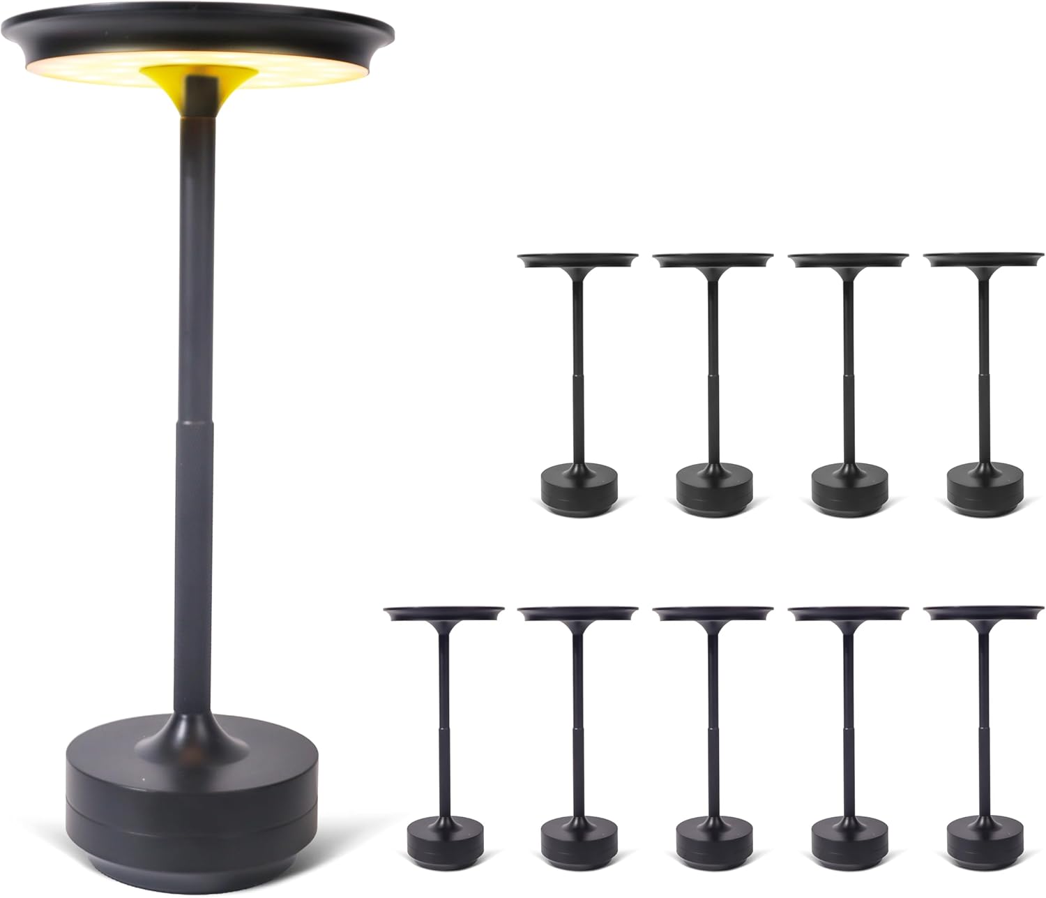 10 Pack - Black Rechargeable Cordless Table Lamps, Portable LED Desk Lamps, Dimming 5000mAh Rechargeable Battery Powered LED Lighting for Restaurant,Bar, Bedroom, Outdoor, Party