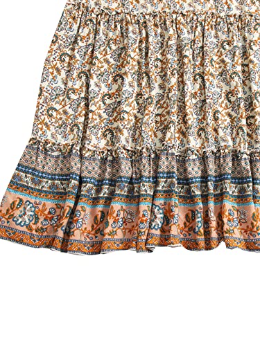 Milumia Women Boho Vintage Floral Print Long Skirt Summer Tiered Maxi Skirt4