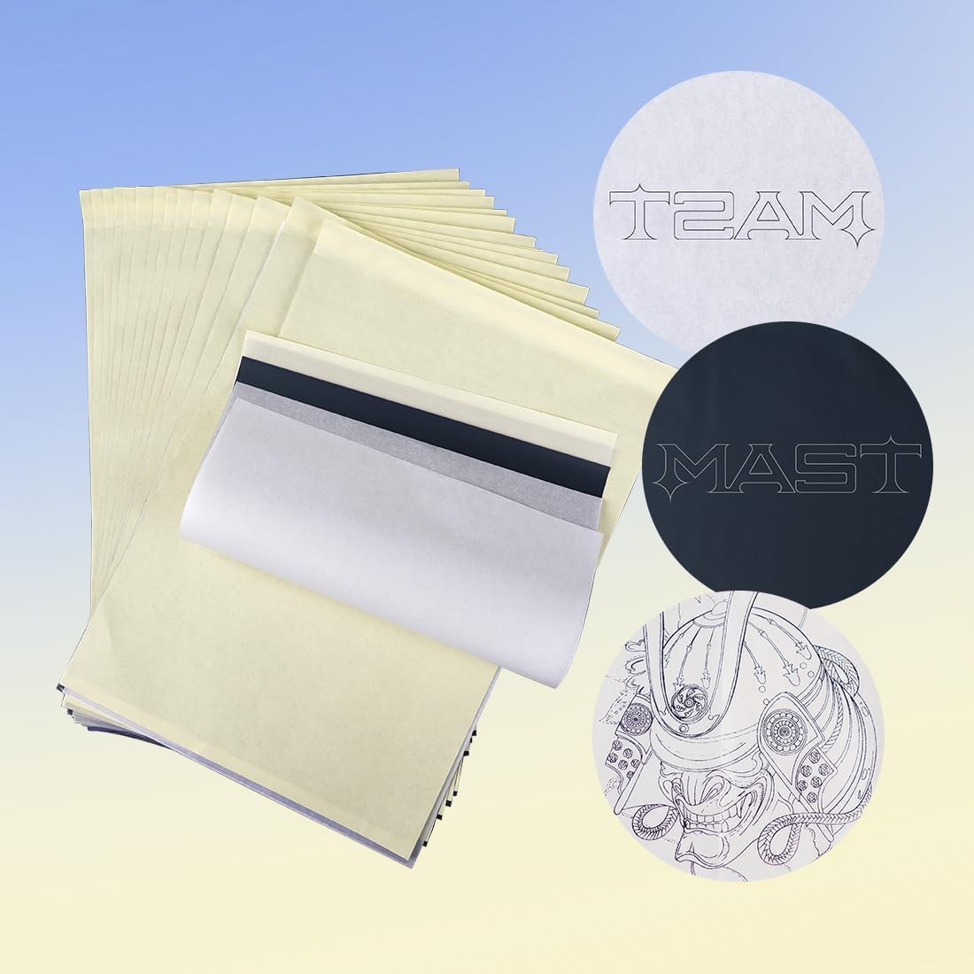 Dragonhawk Kit de Piel de Práctica para Tatuajes - 5 Piezas de Silicón de 3mm de Grosor, Doble Cara con 20 Hojas de Papel de Transferencia A4 para Tatuajes - Para Principiantes y Profesionales