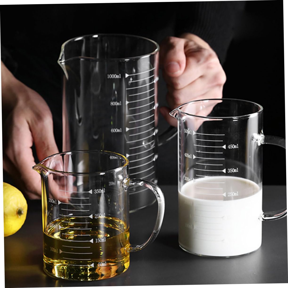 LABRIMP 3pièces Tasses à Mesurer Verre Avec Échelle Pour Cuisine Parfaites Pour Mesurer Lait Miel Vinaigre Et Sauces
