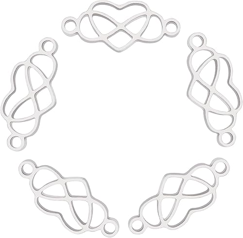 UNICRAFTALE 5 piezas de eslabones de acero inoxidable con dije de enlace infinito pulido a mano para fabricación de joyas de bricolaje