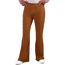 70s Groovy Brown Bell Bottom Costume Pants for Mens - Adults Men Cosplay Classic Halloween Costumes