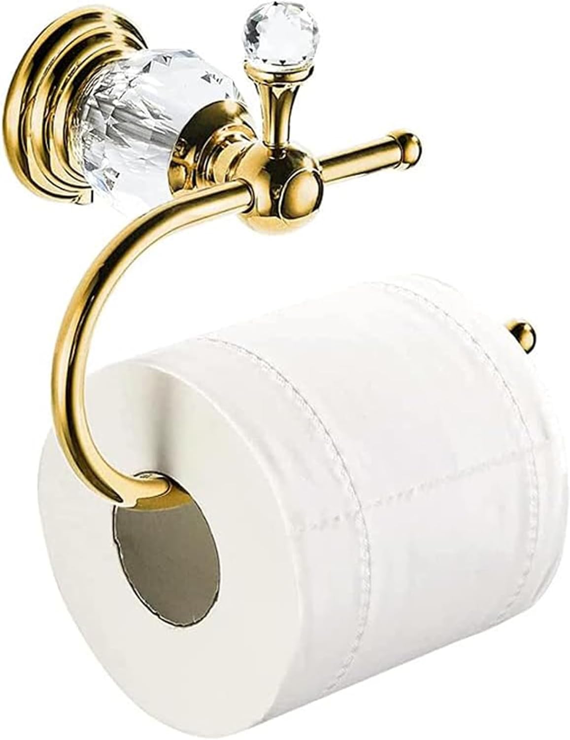 Gold Crystal Toilet Paper Holder, Golden Bathroom Toilet Paper Roll Hanger Wall Mounted, Modern Toilet Tissue Holder Bathroom Accessory