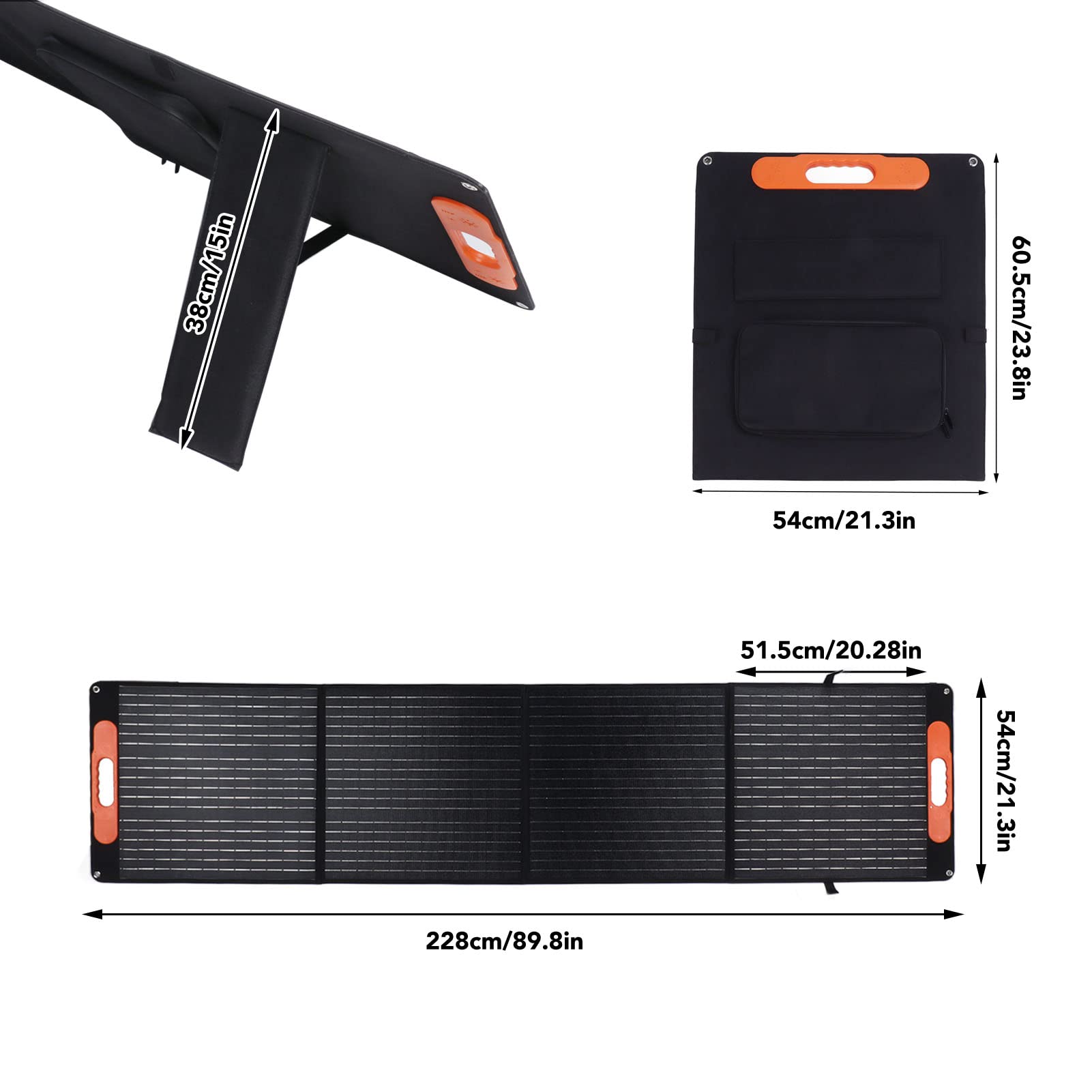 Ładowarka do paneli słonecznych, 4-składana, przenośna ładowarka do paneli słonecznych, składany panel słoneczny 200 W 18 V, do podkładki pod laptopa, wysoka wydajność, lekka konstrukcja