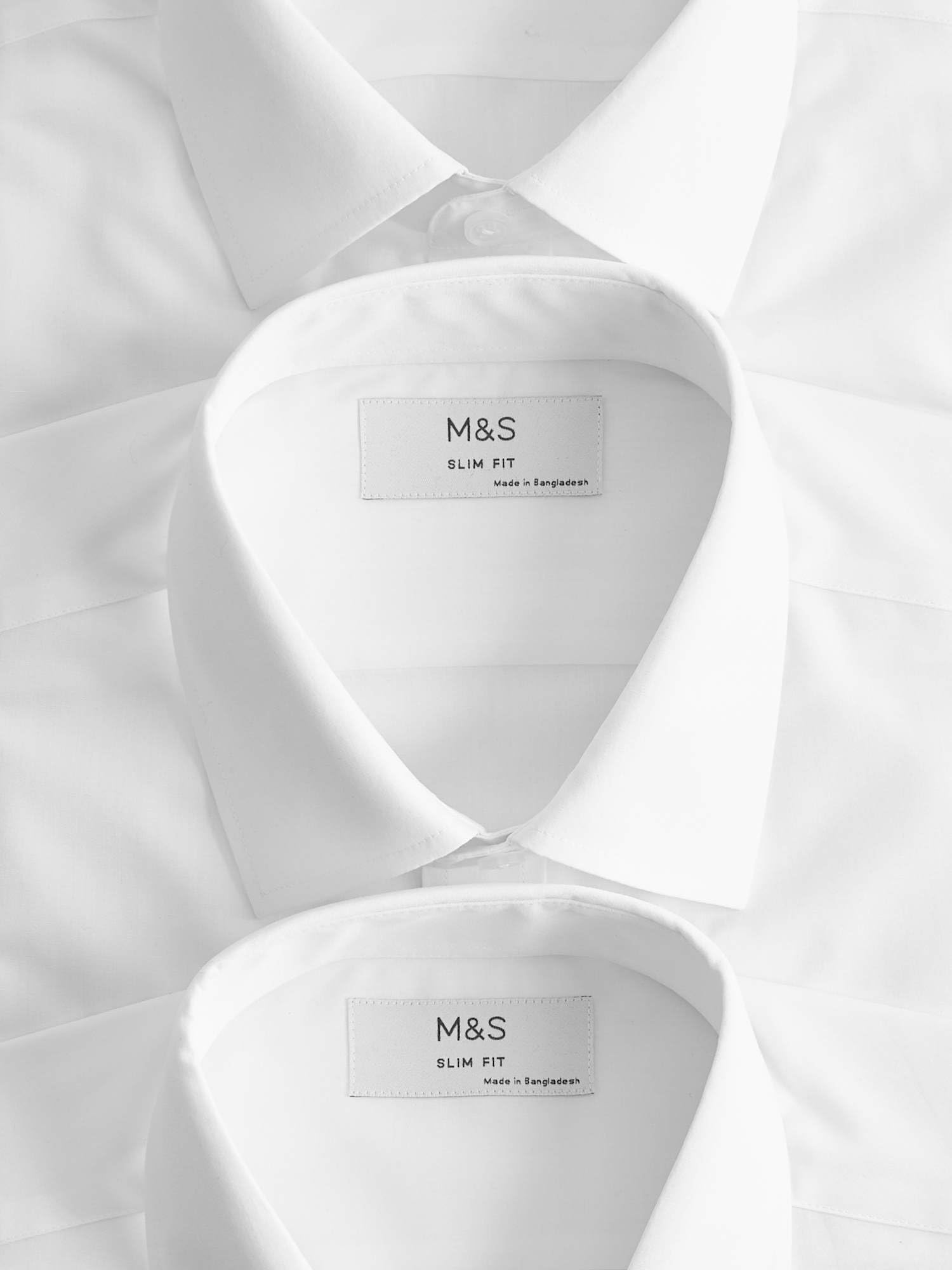 Marks & Spencer Camisas Fáciles de Planchar para Hombre Pack de 3, Ajuste Entallado