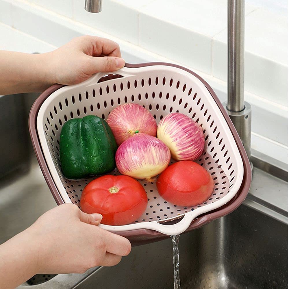 Cestello Lavavverdura 2 In 1 Con Colino – 15,7 Cm, In Polipropilene, Con Filtro A Rete E Impugnatura Ergonomica